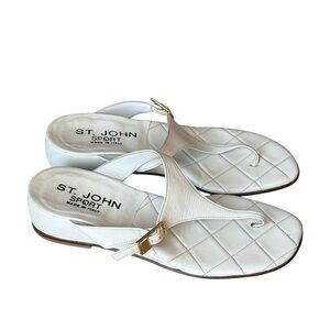 St. John Sport White Leather Sandals Size 6.5